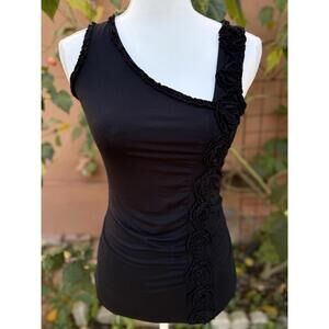 Design History Black Rose Cocktail Party Ruched Tank Top Size S